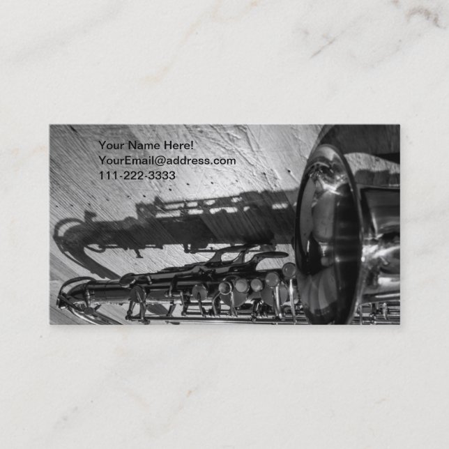 Cartão De Visita Saxofone preto e branco do conteúdo (Frente)