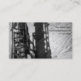 Cartão De Visita Saxofone preto e branco tenor