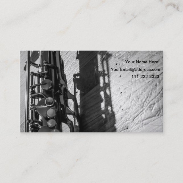 Cartão De Visita Saxofone preto e branco tenor (Frente)