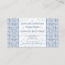 Cartão De Visita Scandinavian Blue and White Floral Elegant