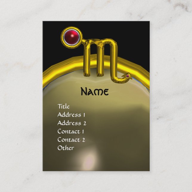 Cartão De Visita SCORPIO ZODIAC ANIVERSÁRIO MONOGRAMA Granada verme (Frente)