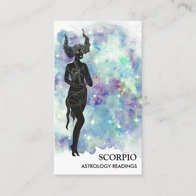 Cartão De Visita *~* SCORPIO Zodiac Astrology Lê Azul (Frente)
