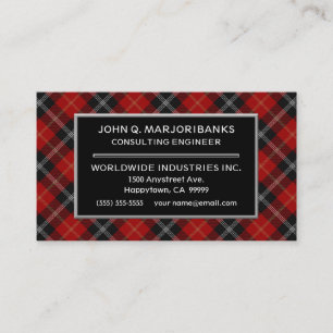 Cartão De Visita Scottish Clan Marjoribanks Tartan Xadrez