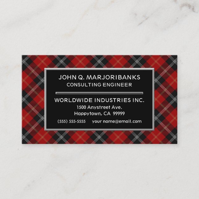 Cartão De Visita Scottish Clan Marjoribanks Tartan Xadrez (Frente)