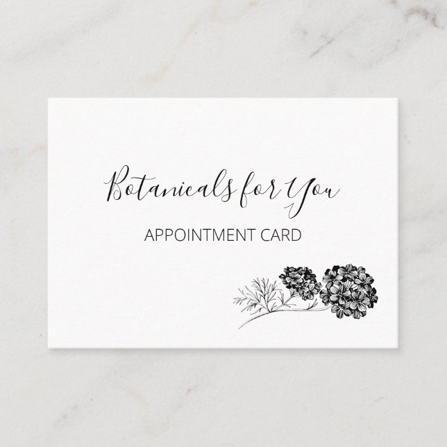 Cartão De Visita Script Botânico Moderno e Flores Desenhadas (Frente)