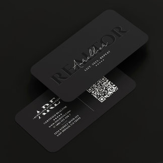 Cartão De Visita Script Branco Preto do Agente Hipotecário do Realt
