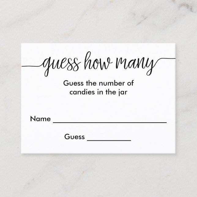 Cartão De Visita Script com Letra Mão Adivinha Quantos Placas (Frente)