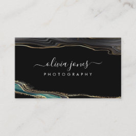 Cartão De Visita Script de Assinatura de Largura Dourada de Agato P