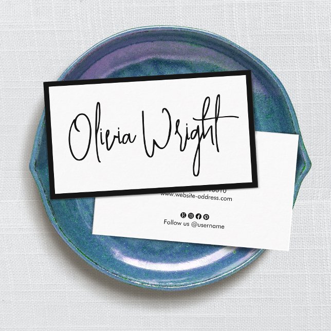 Cartão De Visita Script de Assinatura Negrito, White Professional M (Criador carregado)