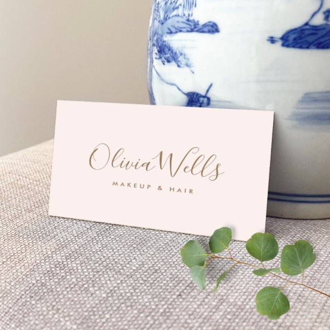 Cartão De Visita Script de Assinatura Simples Rosas claro Mídia Soc (Criador carregado)