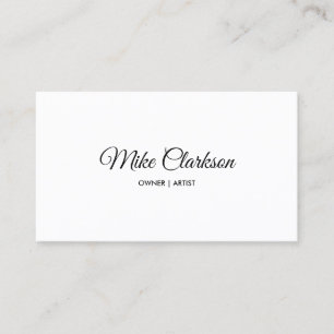 Cartão De Visita Script de caligrafia branco e preto-e-branco mínim