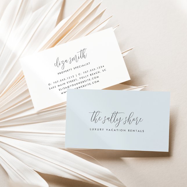 Cartão De Visita Script de Caligrafia de Cinza Elegante Simples (Criador carregado)