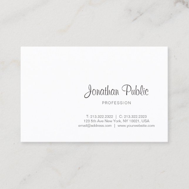 Cartão De Visita Script de Caligrafia Elegante Profissional Moderno (Frente)