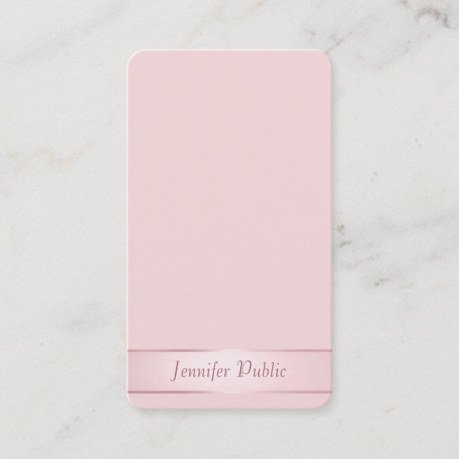 Cartão De Visita Script de Caligrafia Elegante rosa Dourado Moderno (Frente)