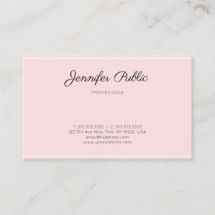 Cartão De Visita Script de Caligrafia Simples Elegante Rosa Moderno