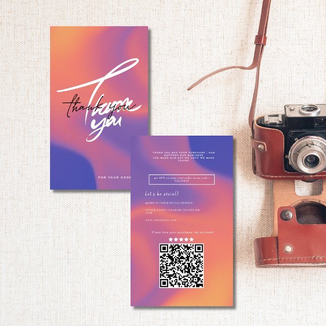 Cartão De Visita Script de cor laranja gradiente obrigado de código (Criador carregado)