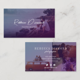 Cartão De Visita Script de Fotografias do Ombre Violet Abstrato Ove