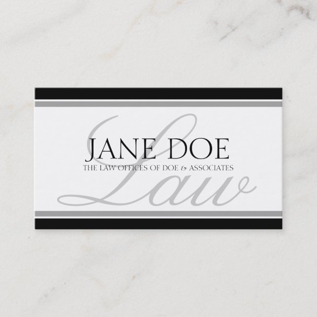 Cartão De Visita Script de Lei do Advogado Silver (Frente)