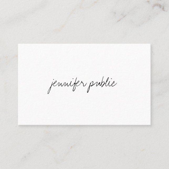 Cartão De Visita Script de manuscrito moderno Elegante Modelo simpl (Frente)