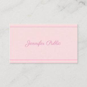 Cartão De Visita Script de Tendência de Cor Rosa Elegante de Nome