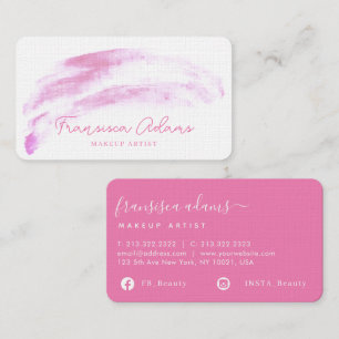 Cartão De Visita Script de traçado do Pincel de Cor de Água Rosa bo