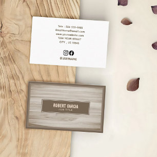 Cartão De Visita Script de Vintagem Retroativa   Parede de Madeira 