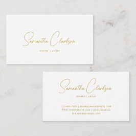 Cartão De Visita Script Dourado com Letra Moderna Na moda