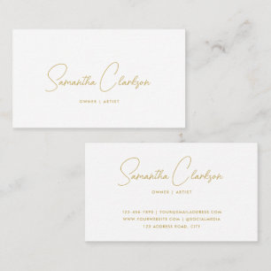 Cartão De Visita Script Dourado com Letra Moderna Na moda