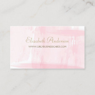 Cartão De Visita Script Dourado Elegante de Aquarela Rosa Simples