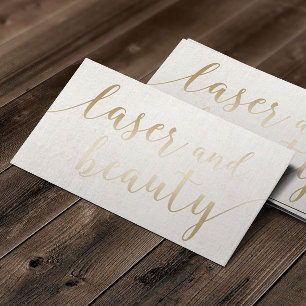 Cartão De Visita Script Dourado Elegante de Estheticista de Laser e