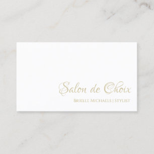 Cartão De Visita Script Dourado elegante de salão simples e salão d