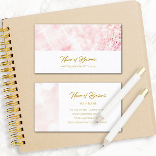 Cartão De Visita Script Dourado Elegante Glitter Sparkle Bokeh Rosa