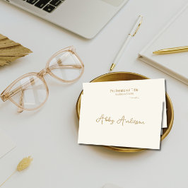 Cartão De Visita Script Dourado Mínimo Moderno Simples | Desligado