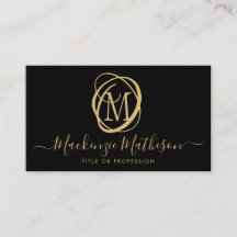 Script Dourado na moda Monograma Preto