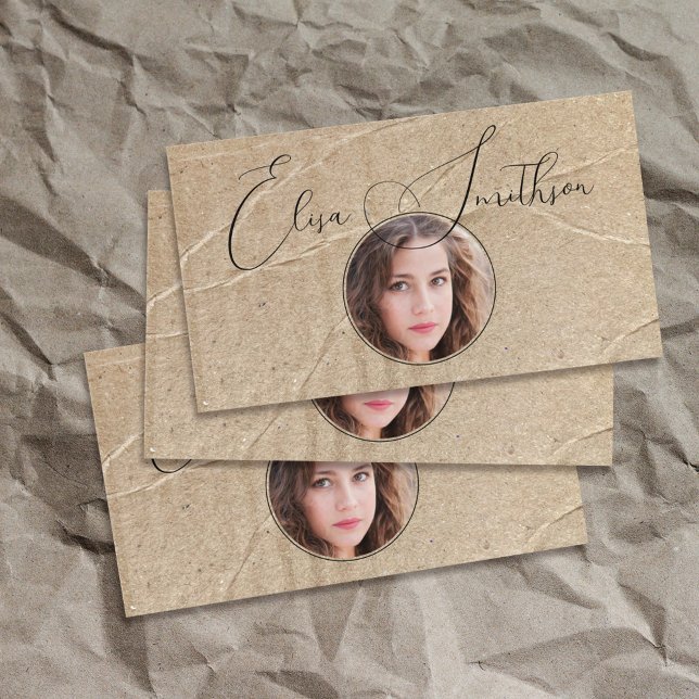 Cartão De Visita Script e Grunge de Código QR de Mídia Social Único (Criador carregado)