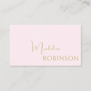 Cartão De Visita Script Elegante Mínimo Dourado e Cor-de-Rosa Esbra