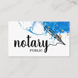 Cartão De Visita Script Elegante notário público comum preto e bran