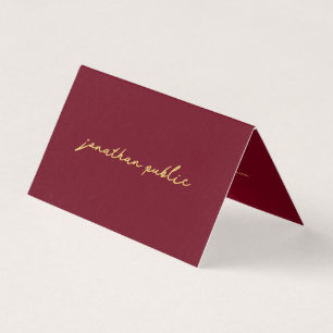 Cartão De Visita Script Elegante Personalizado Vermelho e Modelo Do
