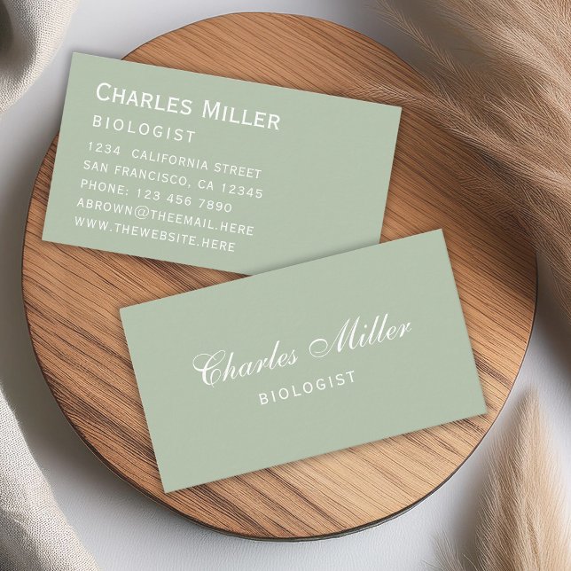 Cartão De Visita Script Elegante Verde Verde Simples e Moderno (Criador carregado)