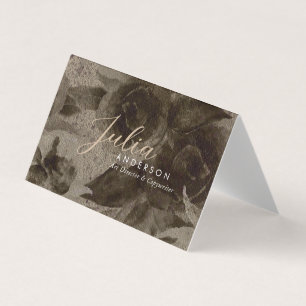 Cartão De Visita Script Floral Dourado de Vintage Profissional Chic
