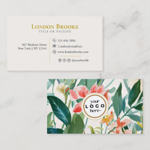 Cartão De Visita Script Floral Elegante Dourado Empresas de mídia