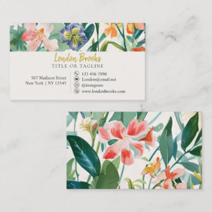 Cartão De Visita Script Floral Elegante Dourado   Mídia social
