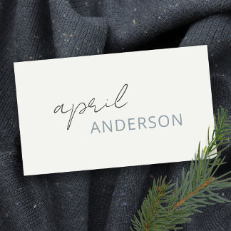 Cartão De Visita Script mínimo moderno de Cinza preto branco escuro