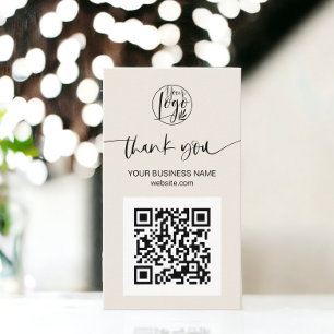 Cartão De Visita Script moderno Código QR obrigado de ordem de marf