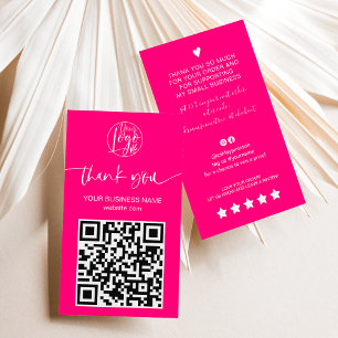 Cartão De Visita Script moderno - obrigado de ordem cor-de-rosa neo
