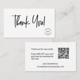 Cartão De Visita Script Obrigado pelo desconto do código QR da enco