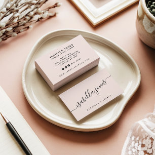 Cartão De Visita Script profissional de luxo rosa-pincel mínimo