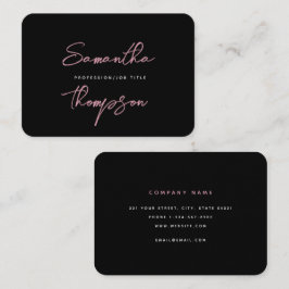 Cartão De Visita Script profissional preto-rosa moderno