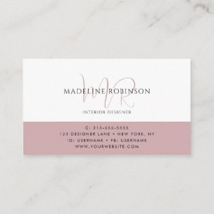 Cartão De Visita Script Rosa Boho Minimalista Moderno