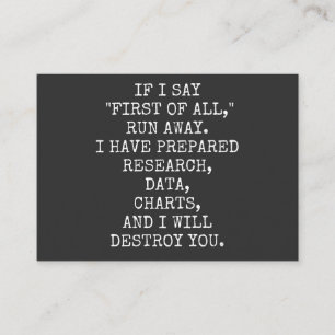 Cartão De Visita Se eu disser Primeiro, fuja.